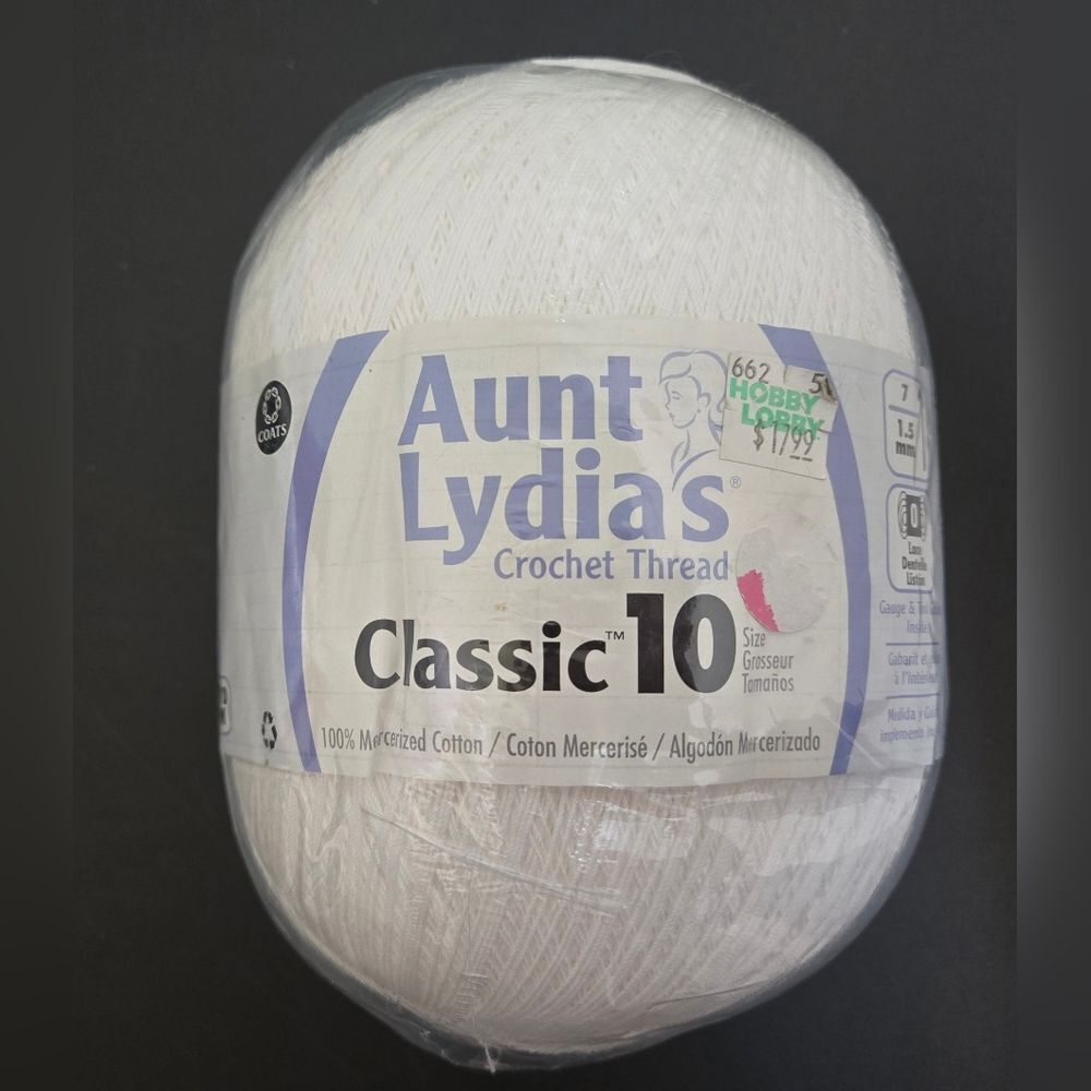 AUNT LYDIA'S CROCHET THREAD 2730 YDS WHITE